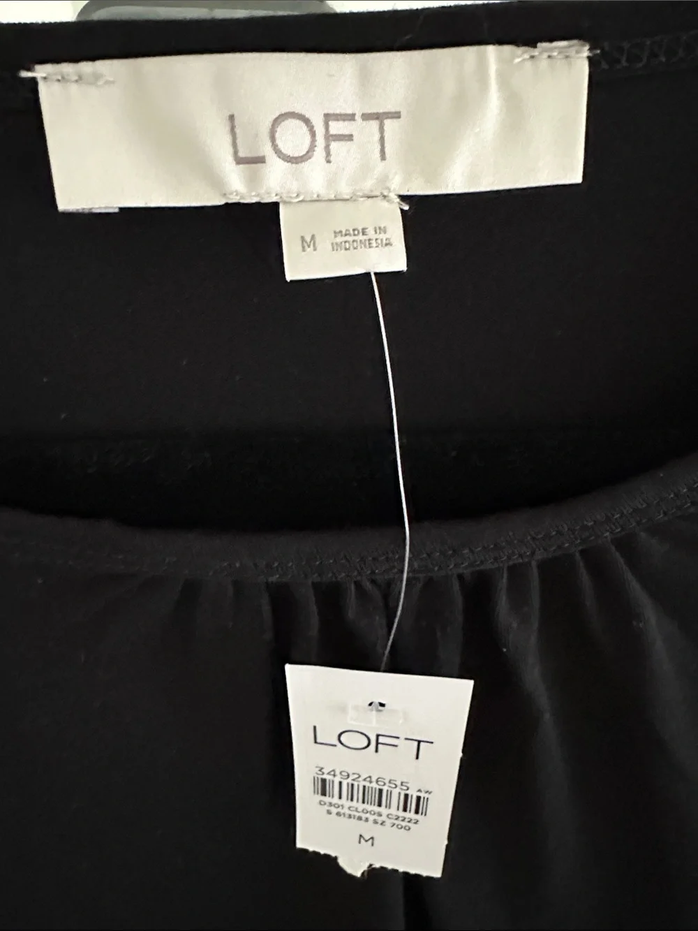 LOFT Black Puff Sleeve Cotton Blouse